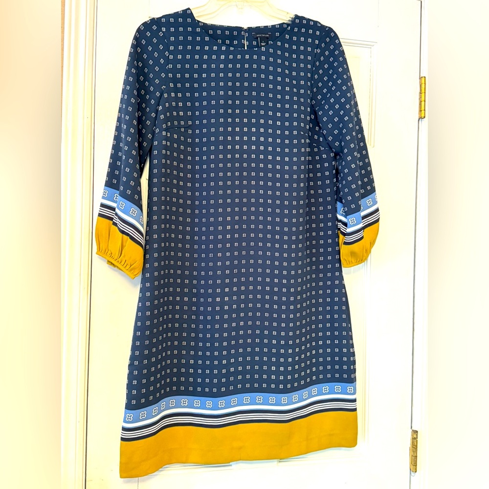 Ann‎ Taylor Blue and Gold Women's Dress